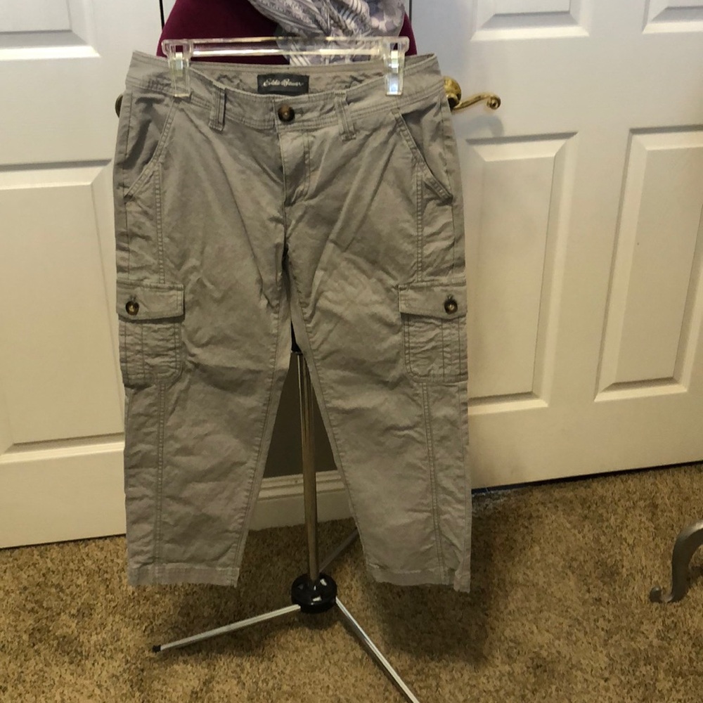 Eddie Bauer Army Green/Grey Cargo Capris